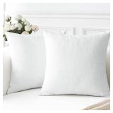 OTOSTAR Linen Throw Pillow Covers Set of 2 Decorative Square Pillowcases Cushion Covers 16x16 Inch for Home Decor Sofa Bedroom Car 40 x 40 CM Pure White