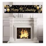 Happy 40th Birthday Banner Sign Gold Glitter 40 Years Birthday Party Decorations Supplies Anniversary Celebration Backdrop