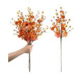 RoseCraft 4PCS Fall Decor, 19.5Inch Artificial Red Berry/Maple Leaf/Pumpkin Floral Stems Fall Branches Decorations, for Autumn Harvest Weeding Birthday Holiday Home Vase Arrangement Indoor Decor. (qua