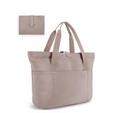 BAGSMART Tote Bag for Women, Foldable Tote Bag With Zipper Large Shoulder Bag Top Handle Handbag for Travel, Work  Grayish Brown