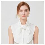 DNLKWGO Detachable Bow False Collar Dickey Fake Collar False Shirt Collar for Women Girls A White