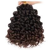 Leeven 10 Inch 8 Packs Gogo Curl Crochet Hair Ombre Brown Pre Looped Ocean Wave Crochet Hair Short Deep Twist Curly Bohemian Crochet Box Braids Synthetic Water Wave Braiding Hair for Women