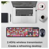 MOFII Wireless Keyboard and Mouse, Computer Keyboard with Hexagon Keycaps, USB Receiver Connection for Windows, Laptop/PC/Desktop/Notebook (Pink Colorful)