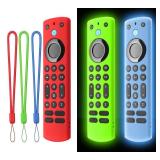 [3 Pack] Climberer Fire TV Pro Voice Remote Pro Cover   Shockproof Silicone Protective Case for Improved Grip and Durability (Fluorescent Green + Fluorescent Blue + red)