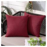 MIULEE Pack of 2 Outdoor Throw Pillow Covers Waterproof Decorative Soft Pillowcases Linen Farmhouse Square Cushion Shams for Patio Balcony Couch Garden 16x16 Inch?Beige