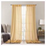 Dreaming Casa Bright Yellow Sheer Curtains 96 inches Long Rod Pocket Curtains for Living Room Bedroom, 52 W x 96 L