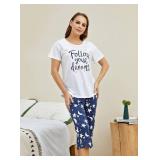 PNAEONG Womens Pajama Set - Sleepwear Tops with Capri Pants Casual and Fun Prints Pajama Sets SY215-Your Dream-XL