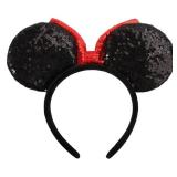 XINXIYAN Mouse Ears Headband for Women Glitter Sequin Mouse Ears Bow Headband Birthday Party Princess Decoration