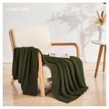 CozeCube Olive Green Throw Blanket for Couch, Soft Cozy Cable Knit Throw Blanket for Bed Sofa Living Room, Lightweight Warm Decorative Farmhouse Christmas Throw Blanket, 50"x60", Olive Green