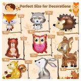 13 Pieces Woodland Animal Balloons, Forest Animals Foil Mylar Balloon for Woodland Themed Baby Shower Birthday Fall Party Decorations