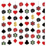 Blosssound 8 Pieces Casino Theme Party Decorations Casino Party Hanging Garlands Poker Hanging Banner Las Vegas Theme Poker Card Garlands for Poker Casino Night Birthday Party Supplies