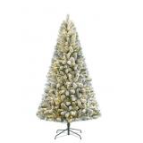 6.5 ft Pre-Lit Flocked Frisco Pine Artificial Christmas Tree with 250 Color-Changing LED Lights and Stand, by Holiday Time - Retail $79