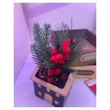 Christmas Wooden Blessing and Family Boxes , PINECONES, Tree Farm Sign and Tabletop Decor With Pine and Red Berries and Earrings