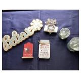 BELIEVE Tabletop Decor 18 inches , 2 Candle Holders , Snowflake Metal Stocking Holder and 2 Tabletop Signs