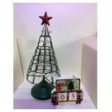 Days Til Christmas Countdown Tabletop Decor AND Green Metal Freestanding Christmas Tree 18 x 9 in