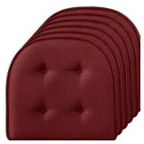 LOVTEX Chair Cushions for Dining Chairs 6 Pack, Non Slip Chair Pads for Dining Chairs, Kitchen Chair Cushions 17 x 16 x 1.5, Burgundy Seat Cushions