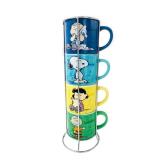 Silver Buffalo Peanuts Comic Strip 3-Pack Ceramic Mug Stack, 10-Ounces