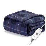 Sunbeam Royal Ultra Rodeen Blue Plaid Heated Personal Throw / Blanket, Cozy-Warm, Adjustable Heat Settings