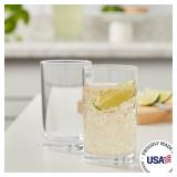 US Acrylic Classic Clear Plastic Reusable Drinking Glasses (Set of 6) 9oz Juice Cups | BPA-Free Tumblers, Made in USA | Top-Rack Dishwasher Safe