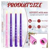 Amylove 8 Pcs Christmas LED Flameless Advent Candle Set with Words of Hope Love Peace Joy Advent Wreath Taper Candles Pink Purple Christmas Candles Fit Candle Holders Battery Operated Warm Yellow