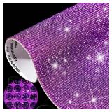 12000 Pieces Bling Bling Rhinestone Sheet Rhinestones Sticker DIY Car Decoration Sticker Self Adhesive Glitter Rhinestones Crystal Gem Stickers for Car Decoration, 9.4 x 7.9 Inch(Violet)