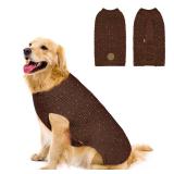 KYEESE Dog Sweater Comfy Dog Sweater Medium Size Dog Stretchy Dog Clothes Medium Dog Sweater with Reflective Yarn Warm Dog Coats Pullover Dog Sweater for Medium Dogs Boy, Khaki, L