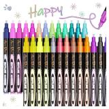 Aen Art Double Line Shimmer Pens, 26 Colors - Perfect for Pumpkin Painting, Doodling, Drawing and Calligraphy