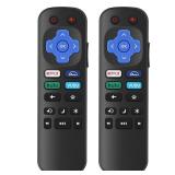 Replacement TV Remote Controls 2pk for Roku TV, for TCL/Hisense/Sharp/Philips/Onn/Element/Insignia Roku TV, with Shortcut Buttons for Netflix/Hulu/VUDU/Disney+ (ONLY for TV, NOT for Other Devices)