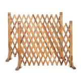 MYOYAY 2PCS Extendable Instant Fence Expandable Freestanding Wood Garden Trellis Fence Retractable Wooden Fence Gate Plant Screen for Home Yard Garden