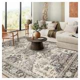 Area Rug for Living Room, Indoor Machine Washable Rug for Bedroom Vintage Rug Dinning Room Floor Carpet Non-Slip Backing Rugs Floral Soft Low-Pile Office Rug