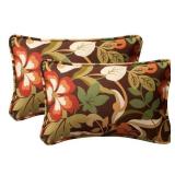 Pillow Perfect Floral Indoor/Outdoor Accent Throw Pillow, Plush Fill, Weather, and Fade Resistant, Lumbar - 11.5" x 18.5" , Brown/Green Coventry, 2 Count