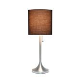 Simple Designs LT1076-BNB Tapered Fabric Drum Shade Table Lamp, Brushed Nickel and Black