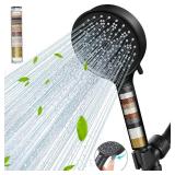 Cobbe Filtered Shower Head with Handheld, High Pressure 6 Spray Mode Showerhead with Filters, Water Softener Filters Beads for Hard Water - Remove Chlorine - Reduces Dry Itchy Skin, Matte Black