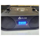 KLIM® Boombox B4 CD Player Portable Audio System - New - AM/FM Radio with CD Player MP3 Bluetooth AUX USB - Wired & Wireless Mode Rechargeable Battery - Remote Control Autosleep Digital EQ - Retail: 