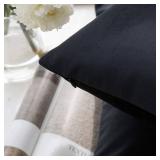 Phantoscope Pack of 2 Velvet Decorative Throw Pillow Covers Soft Solid Square Cushion Case for Couch Black 24 x 24 inches 60 x 60 cm