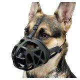 BARKLESS Dog Muzzle, Basket Muzzle for Biting, Chewing and Scavenging, Humane Cage Mouth Cover, Perfect for Grooming and Training Large Aggressive Reactive Dogs (L, Black)