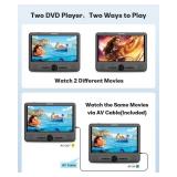 WONNIE 10" Car DVD Players, Portable DVD Player Dual Screen Play Two Different or The Same Movie with 2 Headrest Mount, 5 Hours Rechargeable Battery, Last Memory, AV Out & in, Support USB/SD/Sync TV -