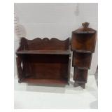 Wooden wall hanging shelf 18x18x6 and wooden hanging corner shelf 23 inches tall