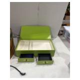 Vintage green jewelry box and hat box