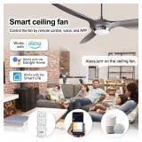 reiga 52 Inch Modern Smart WiFi Ceiling Fan with Light and Remote Control, Living Room Bedroom Patio 3 Blade Ceiling Fans with Reversible Mute DC Motor, Silver - Retail: $187.24