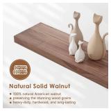 Axeman 48 Inch Floating Walnut Wood Shelf, Rustic Solid Walnut Wall Mounted Shelves Set of 1, Wooden Floating Shelves for Bedroom Living Room Bathroom, Natural - Retail: $102.85