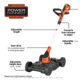 BLACK+DECKER Combination String Trimmer, Lawn Mower, and Edger, Cordless 3-in-1 (MTC220) - Retail: $155.38