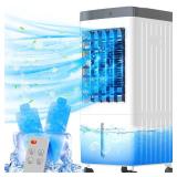 110V Portable Air Conditioners with 2 Gal Water Tank, 3 IN 1 Evaporative Air Cooler, Fast Cooling Fan with Remote & 3 Speeds & Timer, ac unit, Small Air Conditioner Humidifier Indoor Office (White) - 