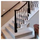 5 Pack Iron Balusters,Decorative Metal Balusters for Decks S" Scroll 1/2" Square Metal Balusters with Iron Baluster Swivel Shoes