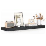 Floating Shelves - 10.23 Inch Deep Wall Shelf for Decor & Storage - Wall Mounted Display Shelving with Invisible Heavy-Duty Metal Bracket - 36" W x 10.23" D x 1.8" H - Set of 2 - Black