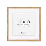 16x16 Oak Wood Picture Frame, 16"x16" Picture Frame Matted to 12"x12", Square Frame 16 x 16 with Real Glass, 16x16 Wood Frame for Wall - Beige Oak Color, 1 Pack