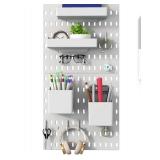 OCOCAO Kitchen Storage Organizer Pegboard Combination Wall Organizer, Containing 2 Pieces Peg Boards and 7 Accessories, Wall Mount Panel Kits for Refrigerator, Bedroom, Bathroom, Office