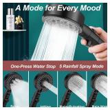 Shower Head 5 Spray Mode Handheld Shower Head with On Off Switch and 59in Hose, Anti-clogging nozzle,Showerheads & Handheld showers, High Pressure Shower Heads With Handheld Adjustable Filter(Black)