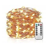 Mikasol Fairy String Lights, 1 Packs Led Fairy Lights Battery Operated Waterproof Copper Wire with Remote Control Fairy Lights for Bedroom. Firefly Lights Christmas Lights 8 Modes (16.4 ft/Warm White)