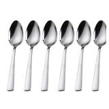 Teaspoons Set of 6,Stainless Steel Tea Spoons,6.29-inch Flatware Dessert Spoon,Dishwasher Safe,Silver